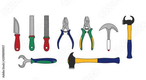 Set of Various Manual Hand Tools for Construction and Repair