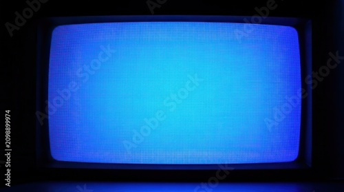 Old crt screen glowing blue blank display