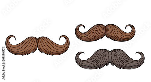 Bild auf Leinwand Set of Three Vintage Handlebar Mustaches in Various Colors