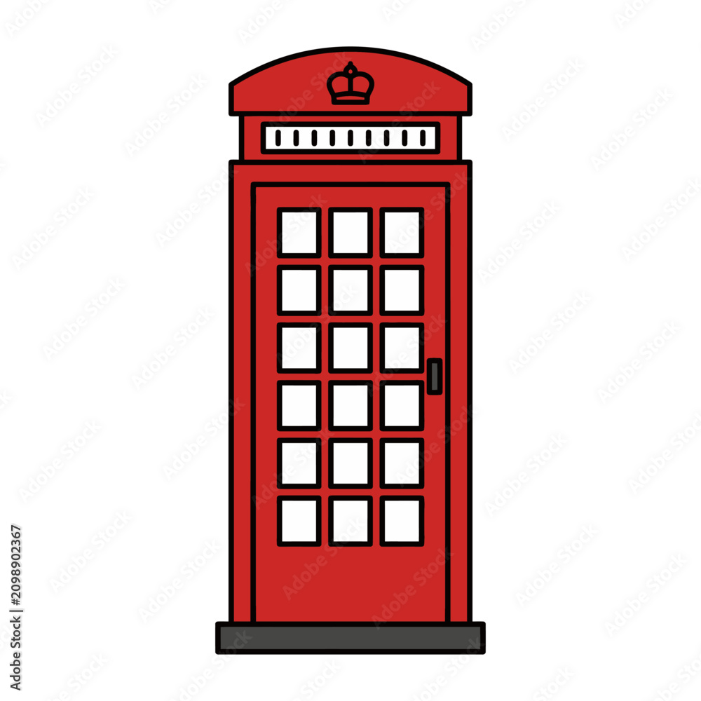 Obraz premium British Phone Booth Flat Vector Icon Illustration