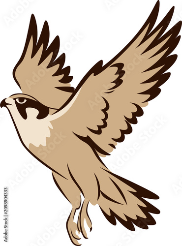 Flying hawk clip art in traditional chinese brush painting style