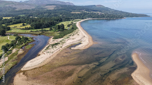 Konstfotografi Isle of arran coastline with brodick bay and mountainsAerial view of brodick b
