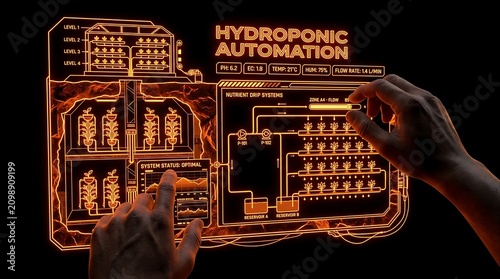 Futuristic Digital Interface for Hydroponic Automation Control.