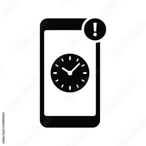 Smartphone with Clock and Exclamation Warning, Time Alert and Mobile Notification Concept Vector