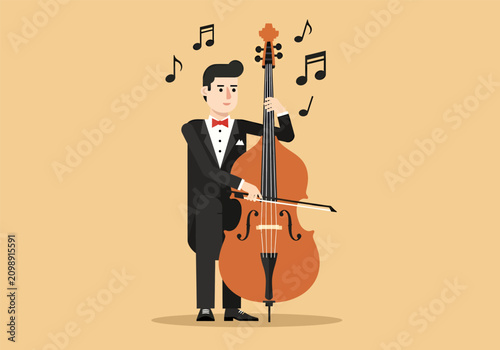 Konstfotografi Musician Playing Cello with Classical String Instrument at Concert Performance