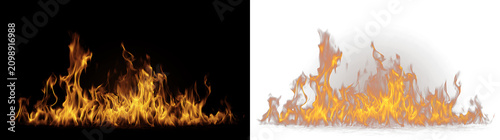 Konstfotografi Realistic fire flames on black and transparent backgrounds