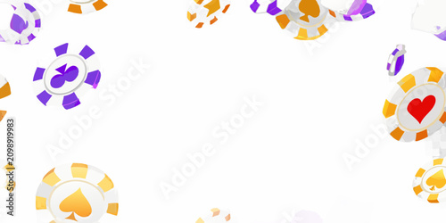 Casino Chips And Playing Cards Seamless Vector Pattern On Black Background