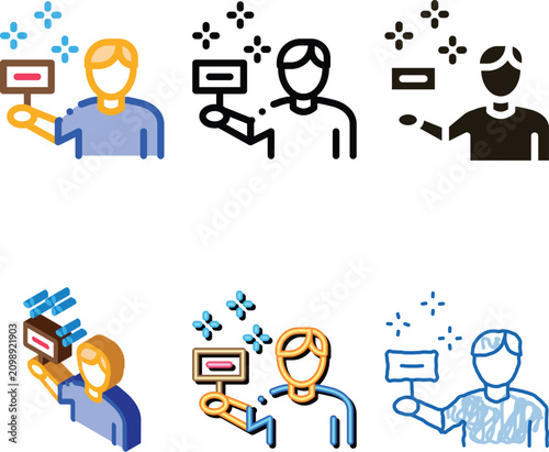 Photography bidder holding sign icon vector