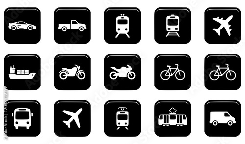 Blue Transport and Mobility Vector Icon Button Pack