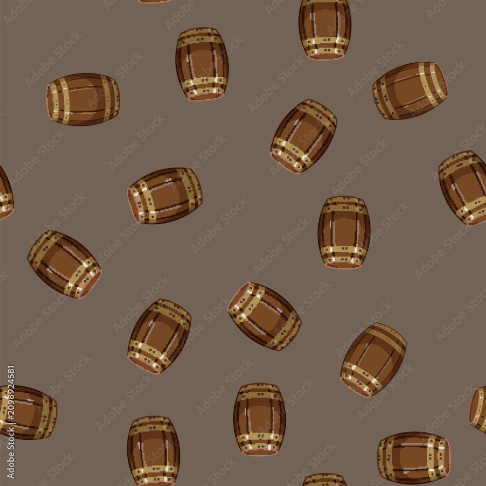 Obraz premium seamless pattern old barrel wine cartoon. old barrel wine sign vector