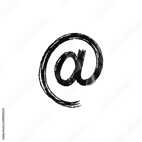 Black Brush Style Email At Sign Abstract Illustration