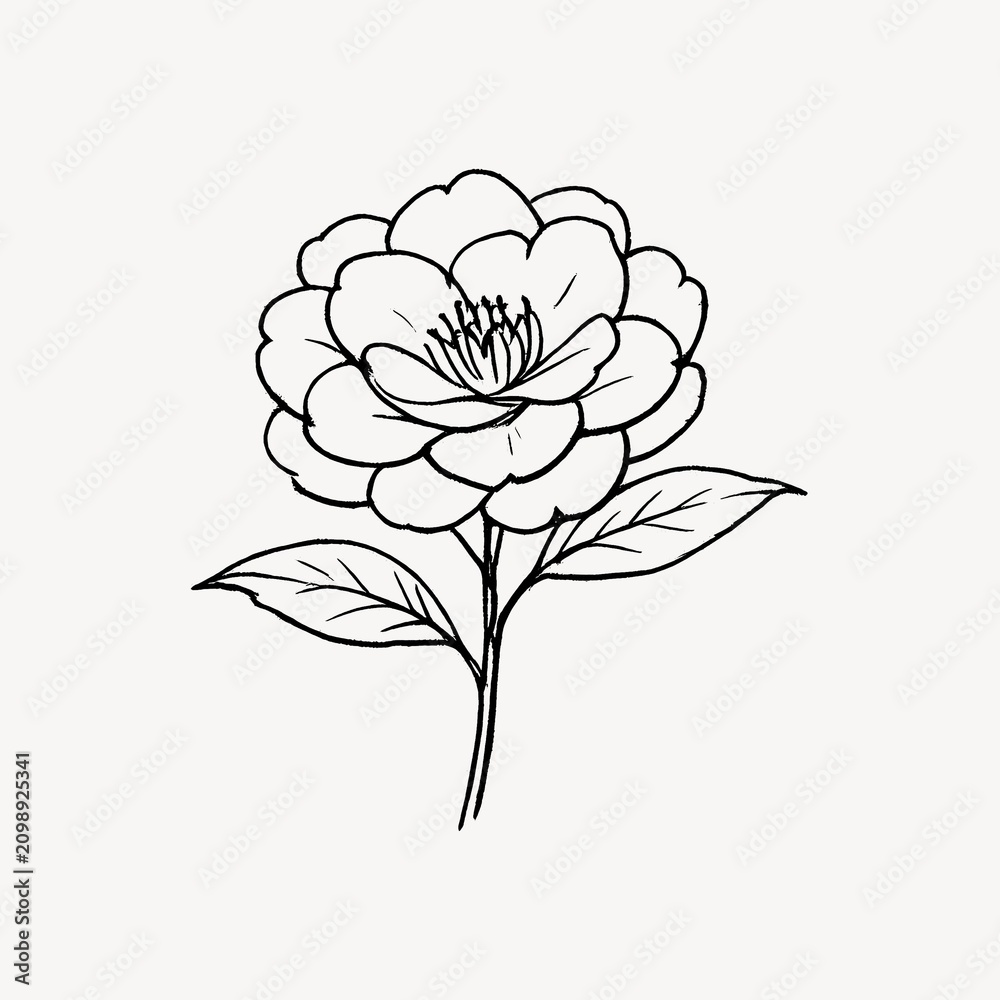 Obraz premium Elegant floral line art illustration.