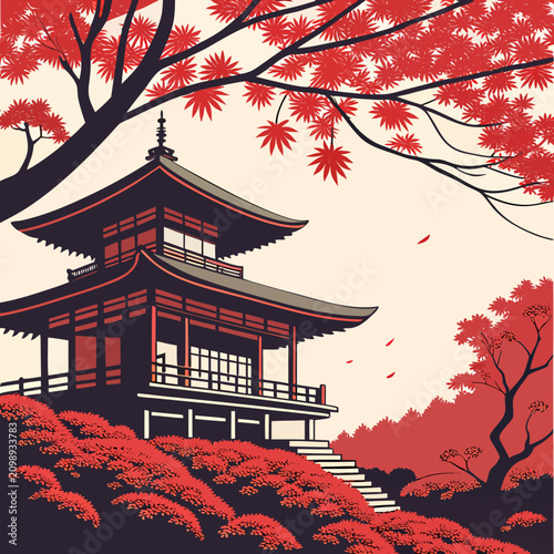 Autumn Momiji Temple 1