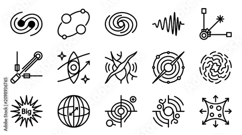 Cosmic Phenomena and Scientific Concepts Icons Set
