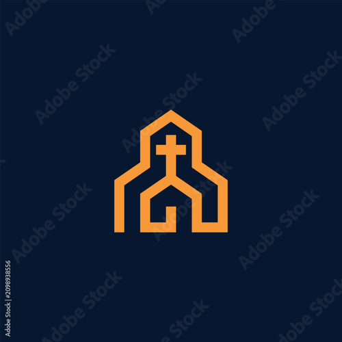 Konstfotografi Minimalist Church Logo Design with Cross Symbol and Geometric Style