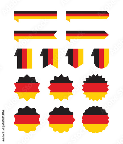 The national flag of Germany, Black Red and Yellow, Ribbons, Badges, Banners, Labels – Flat Design Illustration