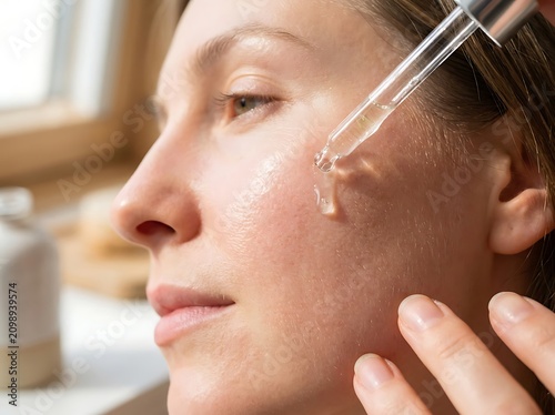 Woman with sparkling earring in natural light.