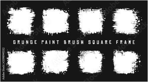 Grunge Paint Brush Square Frame Set of 8 Distressed Brush Stroke Vector Elements
