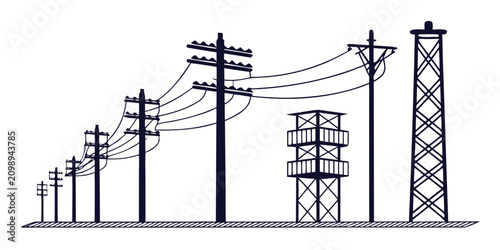 Set of 15 black and white utility on white background, including power, settings, and data symbols black white background