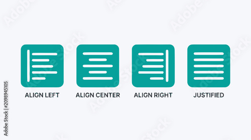 Photos Set of Text Alignment Icons for Typography and Document Formatting - Align Left,