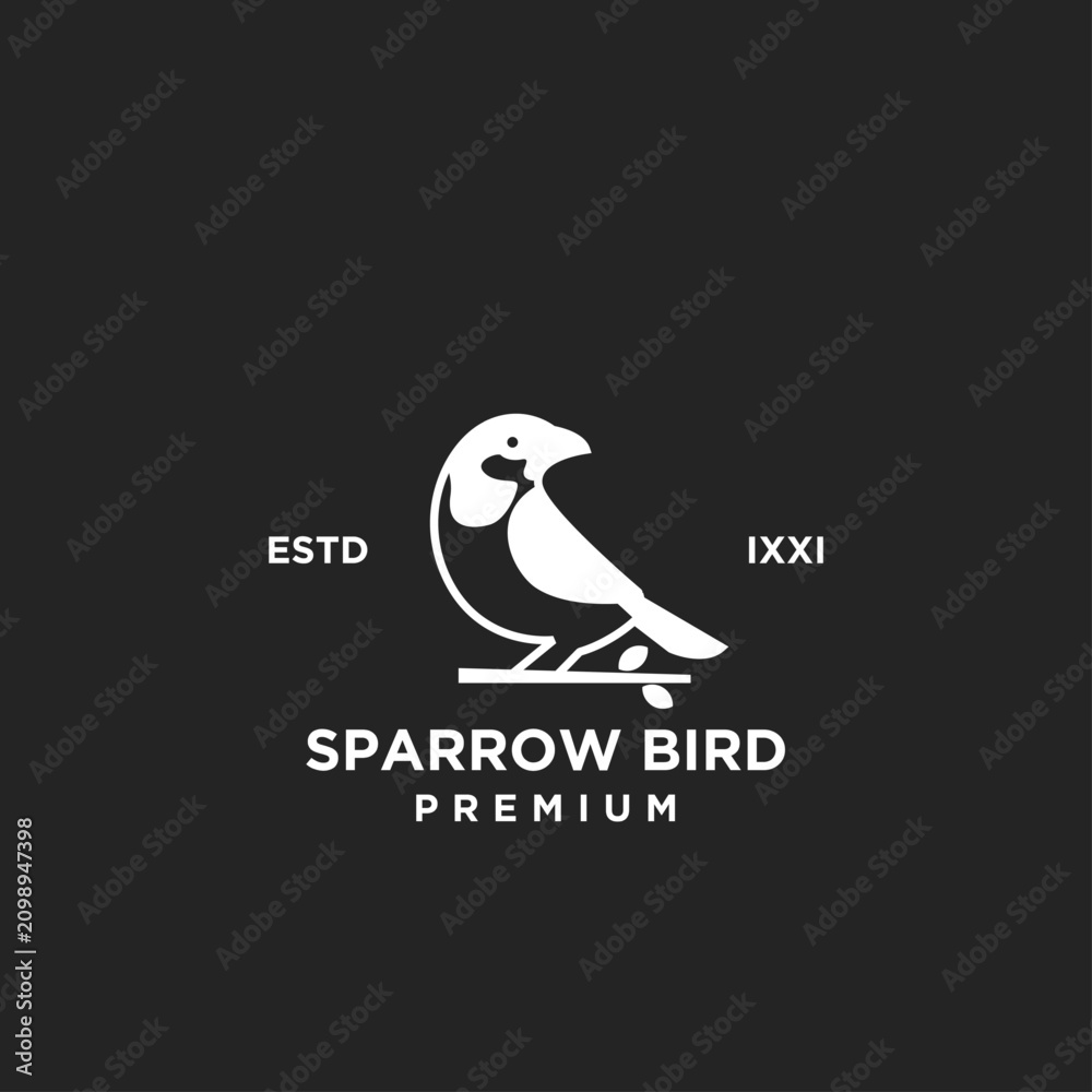Fototapeta premium Premium Sparrow Bird Logo Design Vector Illustration with Minimalist Style and Established Date