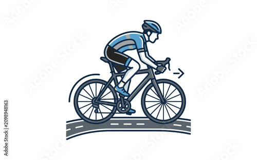 Obraz na plátne Cyclist on Road Bike Vector Illustration