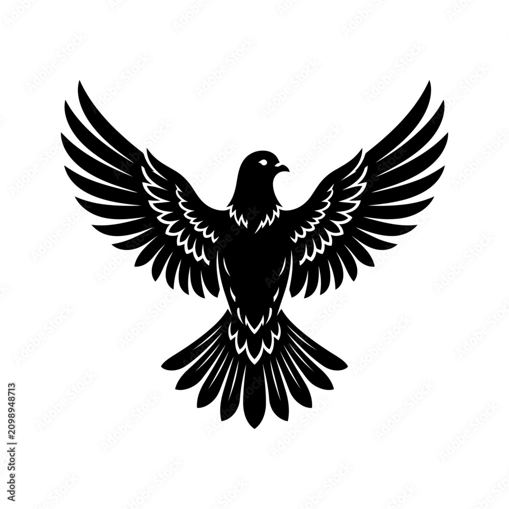 Fototapeta premium A majestic bird spreads its wide wings in mid-air flight outdoors.