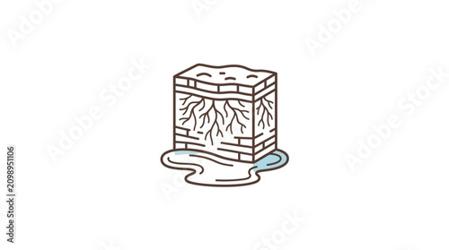 Принти на полотні Illustration of a soil cross section with roots and water.