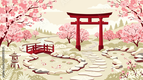 Japanese Torii Gate Structure Architecture.