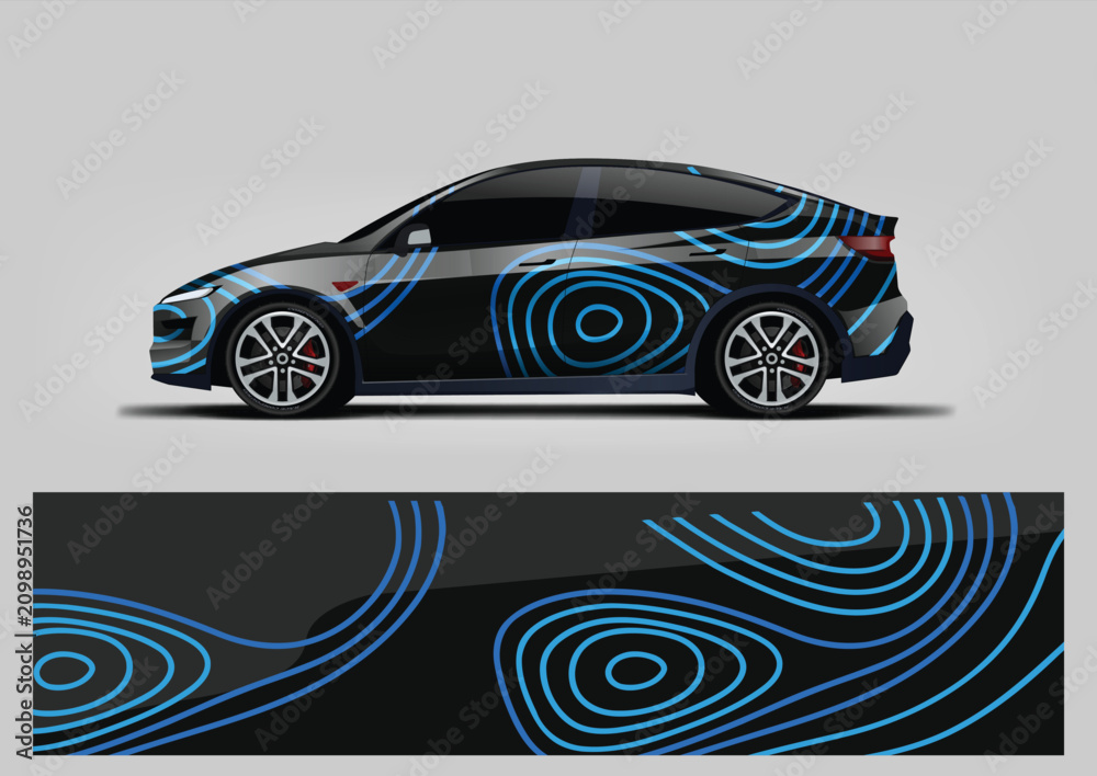 Fototapeta premium Blue Circular Energy Style Car Wrap Color Vector Design
