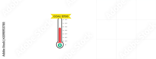 Fundraising Goal Thermometer Progress Tracker Vector Illustration