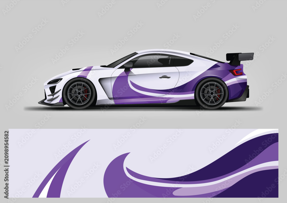 Fototapeta premium Purple Racing Curve Style Color Car Wrap Vector Graphic