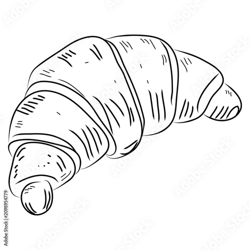Hand Drawn Croissant Bread Line Art Vector Illustration