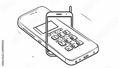 Billede på lærred Old mobile phone with keypad buttons.