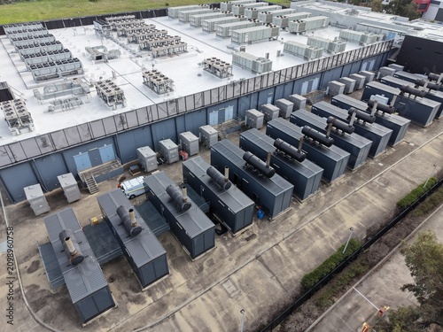 Data center outdoor infrastructure with cooling units and generators