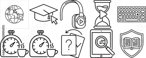Foto Education and technology icons set for online courses and distance learning conc