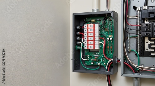 residential whole house surge protection device cutaway revealing internal protection modules for electrical system safety and appliance protection