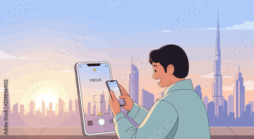 Woman using smartphone to check social media notifications outdoors.