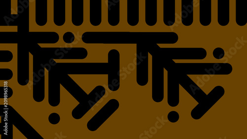 Abstract geometric pattern with black lines on a dark brown background.