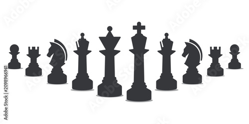 Photos Bundle set icon piece silhouette collection featuring king queen rook bishop kni