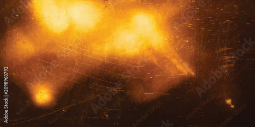 Фотография Glowing golden light orbs and particles on dark background with abstract backgro