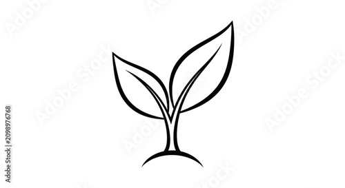 Sprout Leaf Line Art Vector