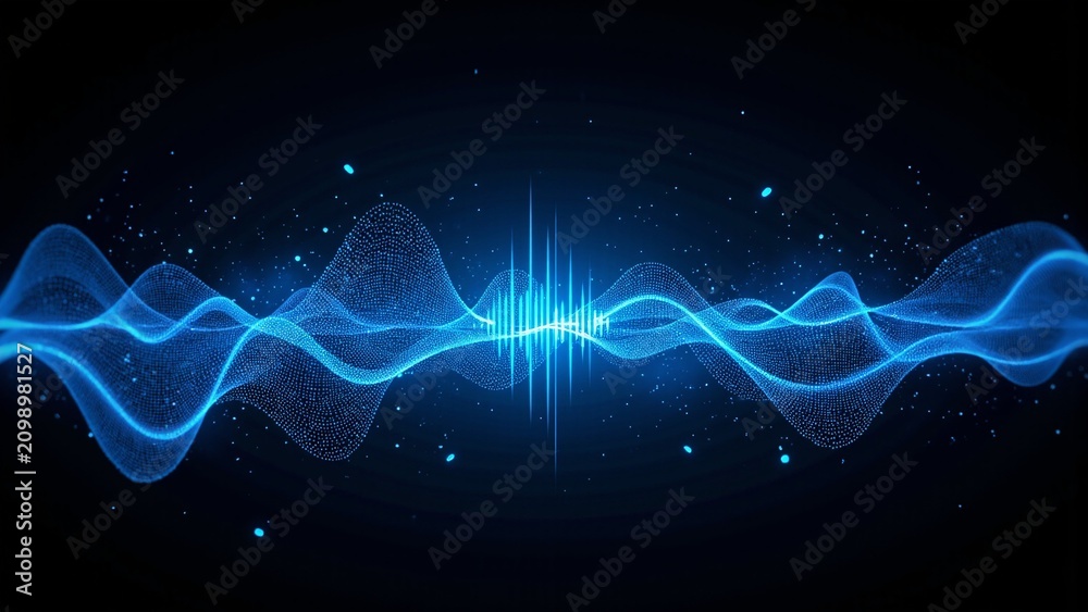 Fototapeta premium Futuristic Blue Audio Waveform Visualization