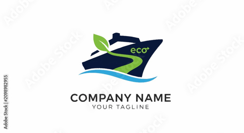 Eco friendly cruise ship logo template.