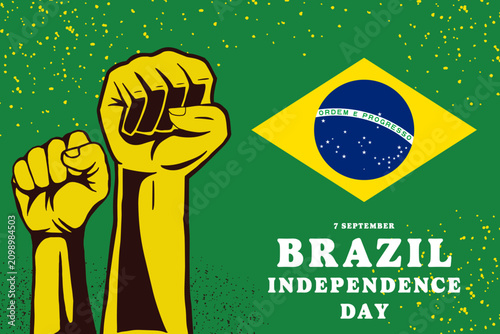 Happy Brazil Independence Day Social Media Post with Waving Flag