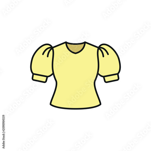 Blouse Puff Sleeve with Round Neck Cream Filled Outline Icon