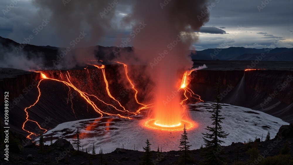 Fototapeta premium Fiery Volcanic Landscape