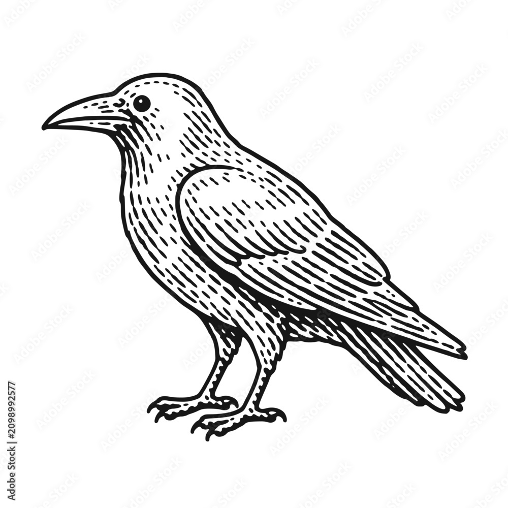 Fototapeta premium Crow. Vintage woodcut engraving style vector illustration.