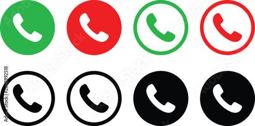 Fotografija Telephone handset icon vector set featuring incoming and outgoing phone calls in