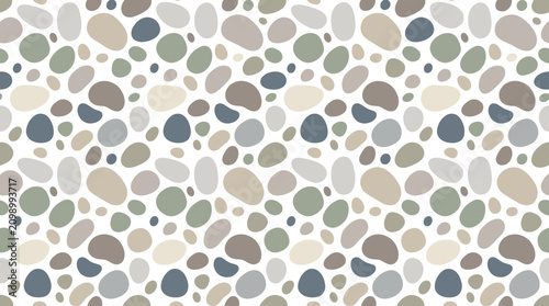 Seamless pattern of smooth pebbles in muted earth tones